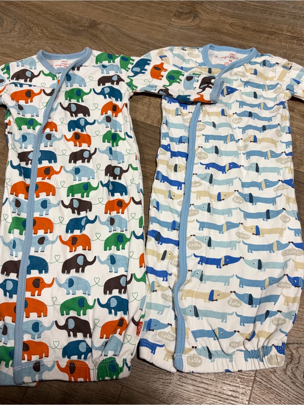 Magnificent Baby Multi-Animal Print Sleep Sacks in Blue Trim